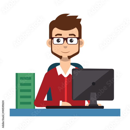 Coder at computer vector 
