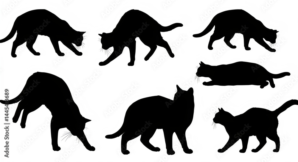Obraz premium silhouettes of cats isolated on white background