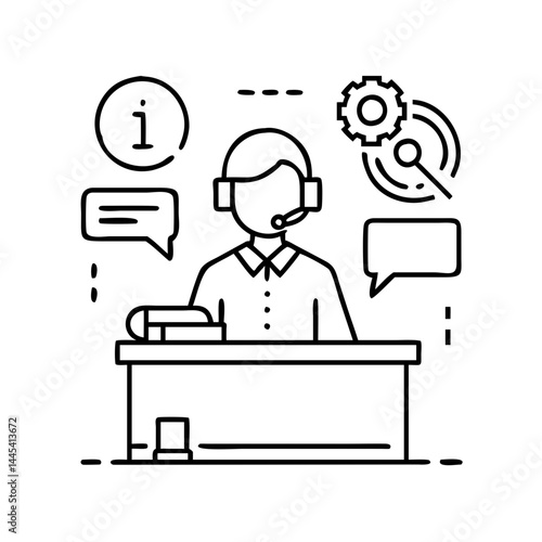 help desk icon, help desk line art - simple line art of help desk, perfect for help desk logos and icons