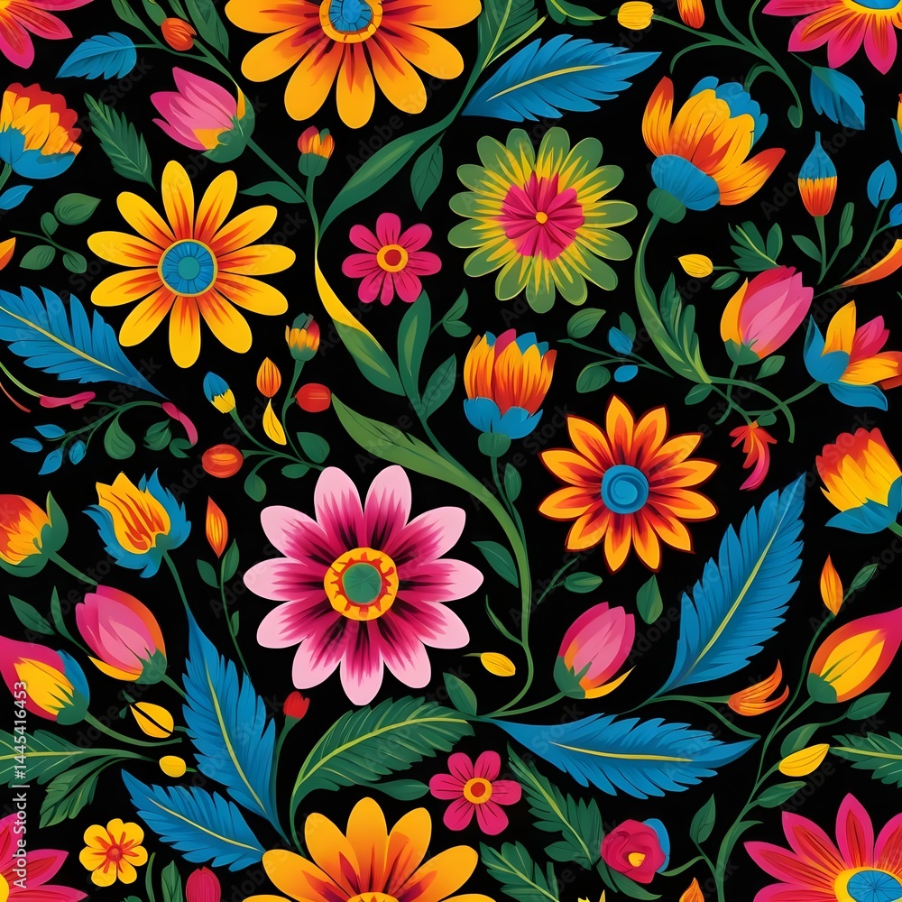 Vibrant Mexican Floral Pattern Vibrant Mexican Floral Pattern