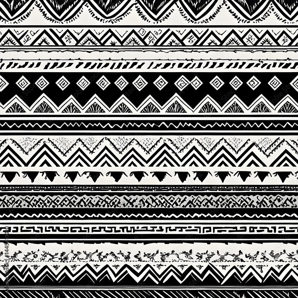 Black and White Tribal Geometric Pattern Black and White Tribal Geometric Pattern