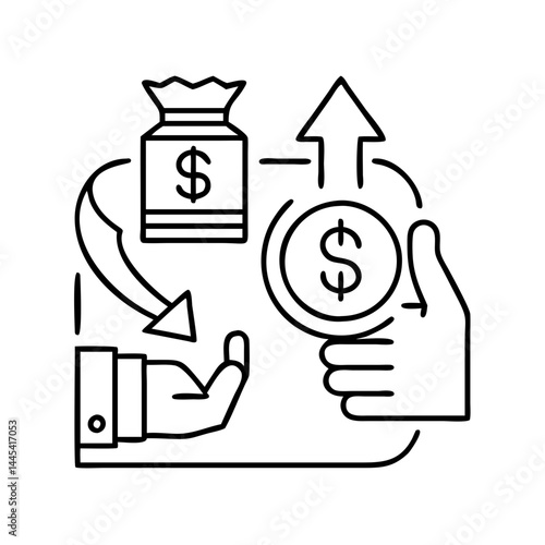 loan repayment icon, loan repayment line art - simple line art of loan repayment, perfect for loan repayment logos and icons