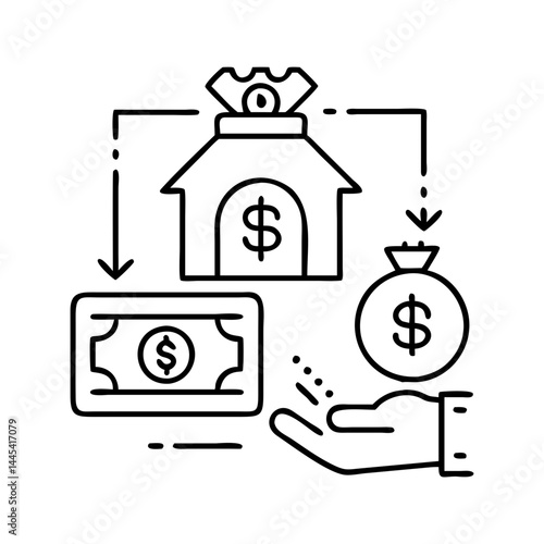 loan repayment icon, loan repayment line art - simple line art of loan repayment, perfect for loan repayment logos and icons