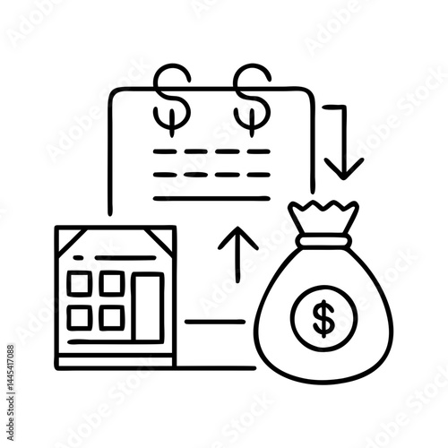 loan repayment icon, loan repayment line art - simple line art of loan repayment, perfect for loan repayment logos and icons