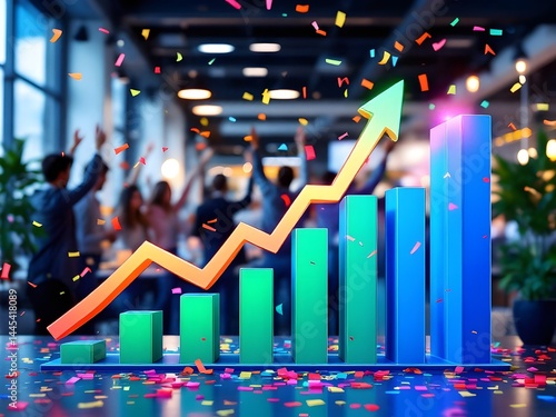 Business graph with arrow going up