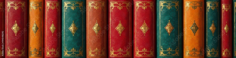Fototapeta premium Retro book spine designs, art deco frames, geometric patterns , copper, art deco, retro