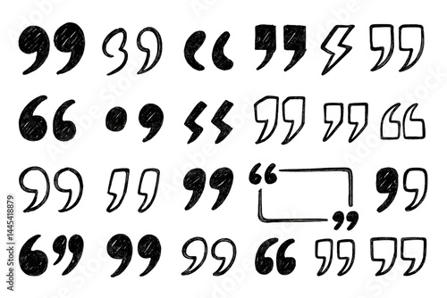 Various vector quotation marks and punctuation symbols for design and typography applications