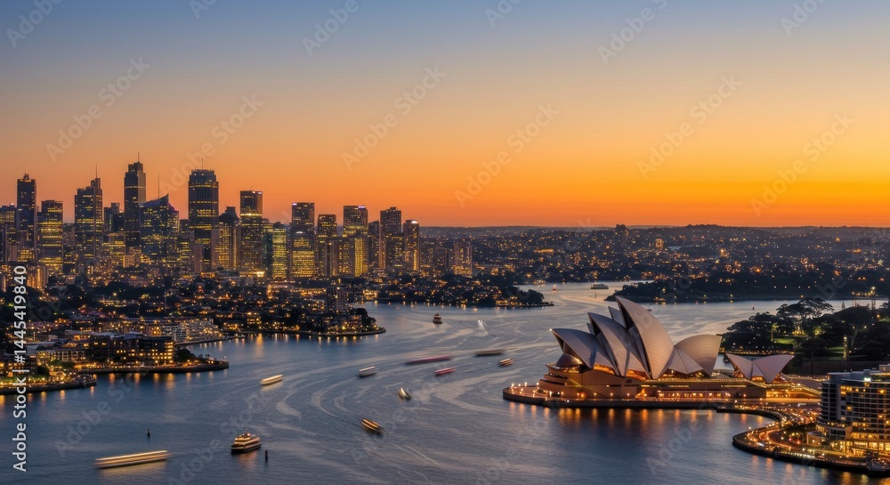Naklejka premium Sydney Harbor Sunset, Photo
