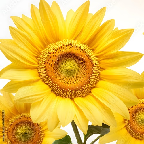 Vibrant Sunflower Blooming with Bright Yellow Petals Against a Soft White Background