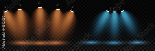 Spotlight. Light effect. Bright spotlight lighting. Vector light sources. Vector EPS 10.