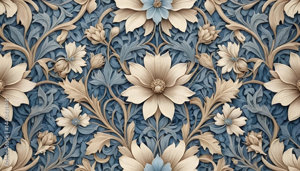Elegant Floral Carving Seamless Pattern Elegant Floral Carving Seamless Pattern