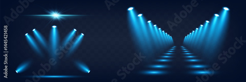 Spotlight. Light effect. Bright spotlight lighting. Vector light sources. Vector EPS 10.