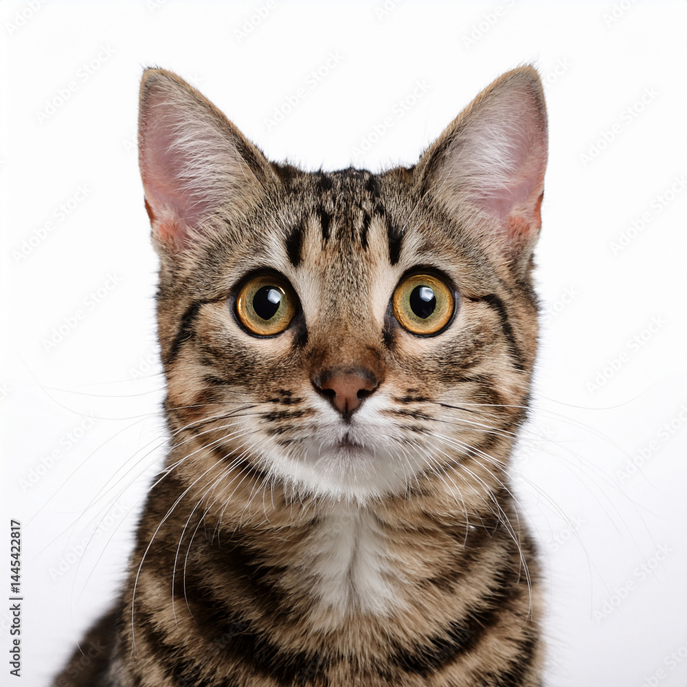 Fototapeta premium Ritratto di un gatto con lo sguardo curioso su sfondo bianco