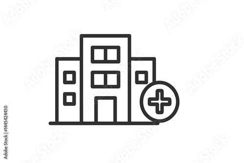 Hospital building vector icon representing medical care and health services
