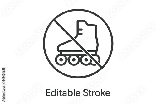 Vector icon indicating a prohibition on roller skating activities in public areas