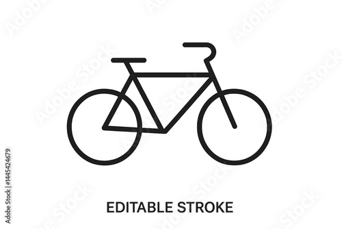 Simple vector icon of a bicycle with editable stroke for design projects and digital applications