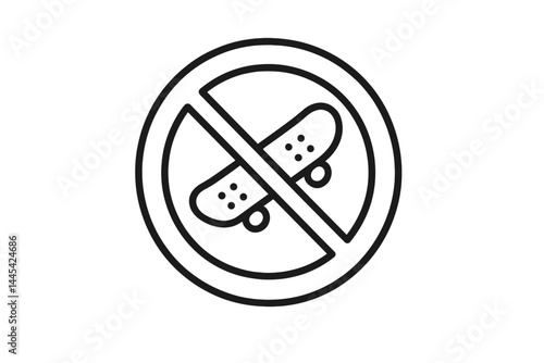 No skateboarding symbol indicating restrictions on skating in public spaces or specific areas