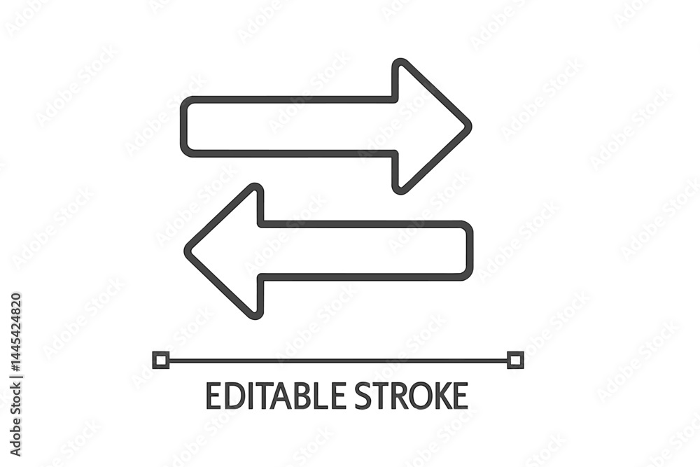Vector icon depicting arrows indicating direction, emphasizing editable stroke for design flexibility Vector icon depicting arrows indicating direction, emphasizing editable stroke for design flexibility