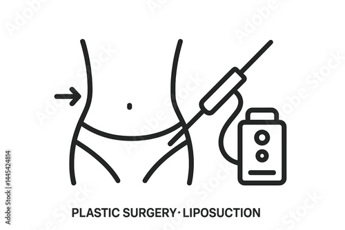 Vector icon illustrating the concept of liposuction in plastic surgery