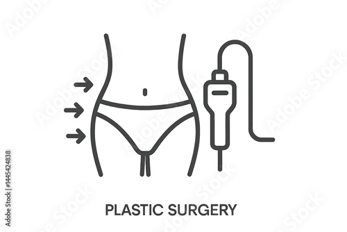 Vector icon representing plastic surgery with body contouring and medical equipment