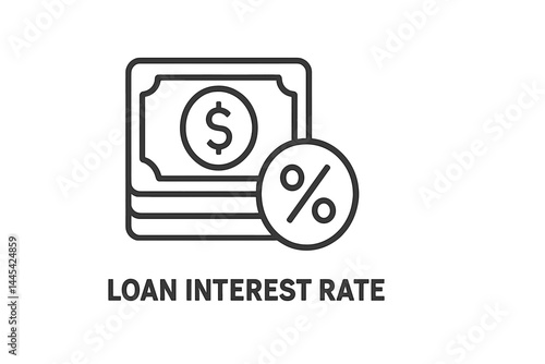 Loan interest rate vector icon illustrating financial concepts related to borrowing and lending