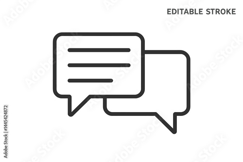 Vector icon of two speech bubbles designed for communication, dialogue, and messaging applications in modern graphic design