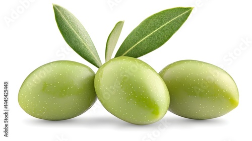 Wallpaper Mural Fresh Green Olives with Leaves Isolated on White Background Representing Healthy Eating Torontodigital.ca