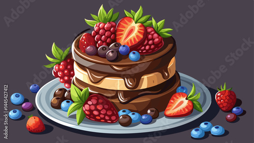 Wallpaper Mural Moist chocolate layers paired with fresh, colorful berries.
The plate holds a balance of richness and freshness.
Vibrant fruit accents pop against deep cocoa tones.
A beautiful dessert composition on  Torontodigital.ca