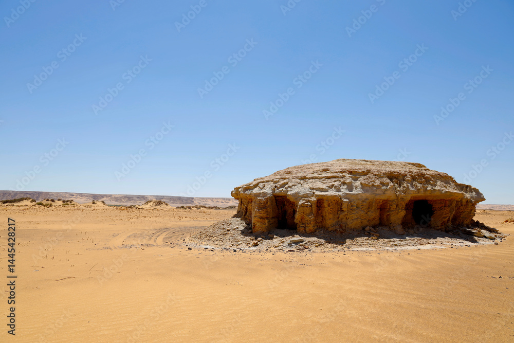 Remains of an ancient settlement from the 4th-5th century AD in the Black Desert in Egypt