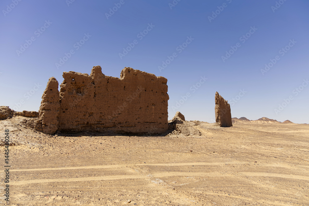 Remains of an ancient settlement from the 4th-5th century AD in the Black Desert in Egypt