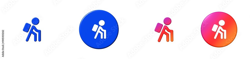 person simple hike phosphor 3D icon person simple hike phosphor 3D icon