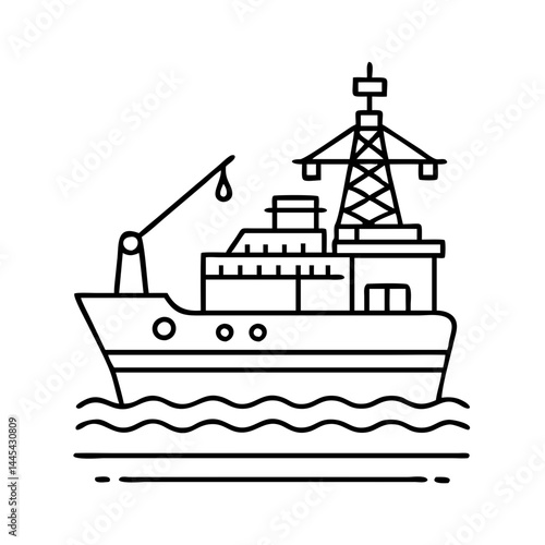 offshore support vessel icon, offshore support vessel line art - simple line art of offshore support vessel, perfect for offshore support vessel logos and icons