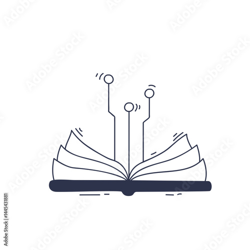 Open book with circuit lines symbolizes the fusion of knowledge and technology.