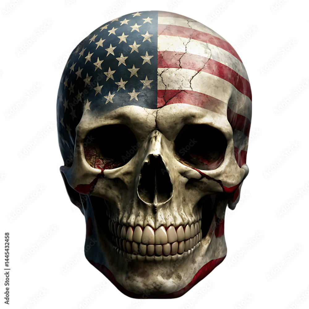 Obraz premium American Skull: Patriotism, Mortality, and Artistic Design