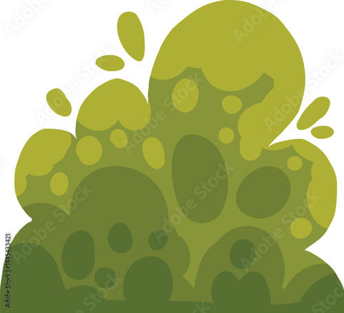 Cartoon tree and bush. Green plants with flowers for vegetation spring backyard landscape wood plant foliage. Nature forest lumber tree park and garden hedge bush vector isolated icon
