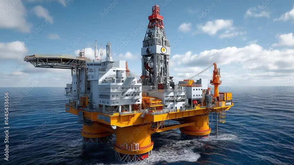 Moderm Oil Rig Offshore Oil Rig: A colossal offshore oil rig stands majestically in ...