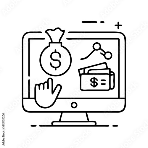 online loan icon, online loan line art - simple line art of online loan, perfect for online loan logos and icons