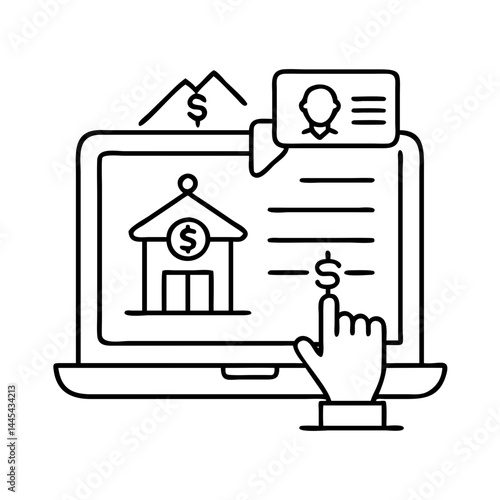 online loan icon, online loan line art - simple line art of online loan, perfect for online loan logos and icons