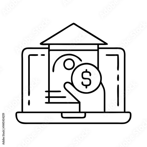 online loan icon, online loan line art - simple line art of online loan, perfect for online loan logos and icons