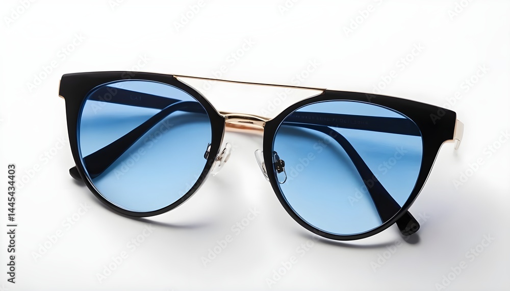 Fototapeta premium Stylish Blue Lens Sunglasses with Black Frame