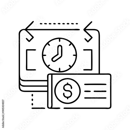 overdue payment icon, overdue payment line art - simple line art of overdue payment, perfect for overdue payment logos and icons