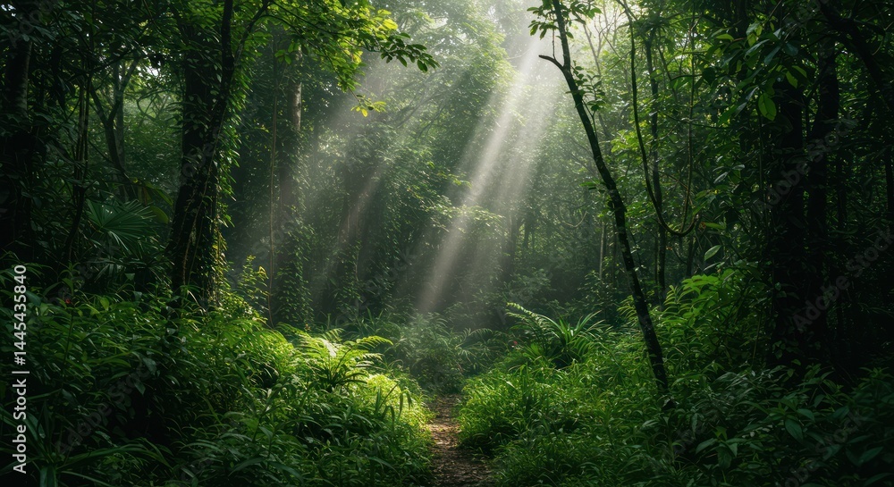 Fototapeta premium Sunlight in the Lush Forest - Photo