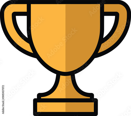 Minimalist Gold Trophy Vector Icon – Flat Style Victory Cup for Champion, Awards Ceremony, and Achievement Recognition
