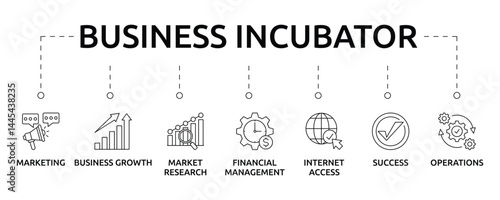 business incubator banner with icon and keyword