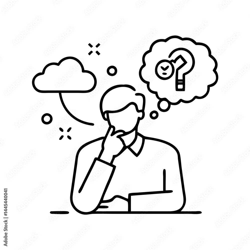person thinking icon, person thinking line art - simple line art of person thinking, perfect for person thinking logos and icons person thinking icon, person thinking line art - simple line art of person thinking, perfect for person thinking logos and icons