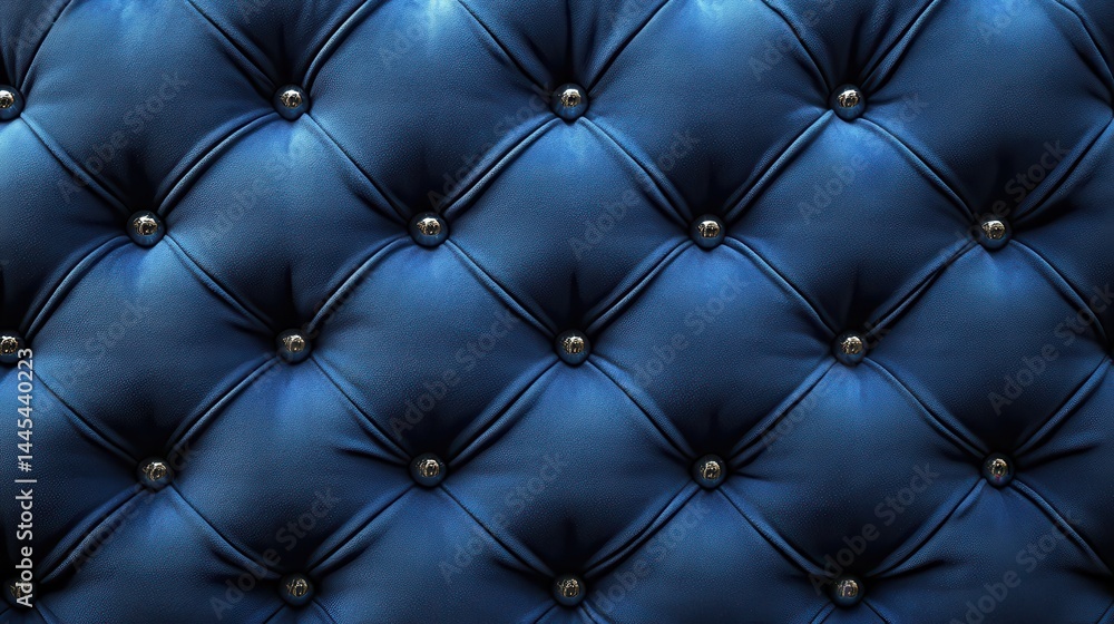 Luxurious blue leather upholstery with decorative button detailing Luxurious blue leather upholstery with decorative button detailing