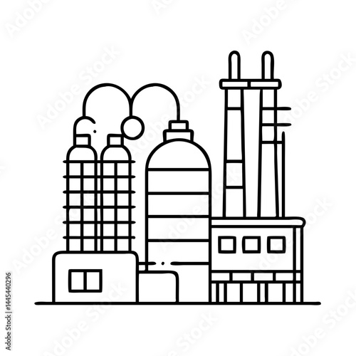 petrochemical plant icon, petrochemical plant line art - simple line art of petrochemical plant, perfect for petrochemical plant logos and icons