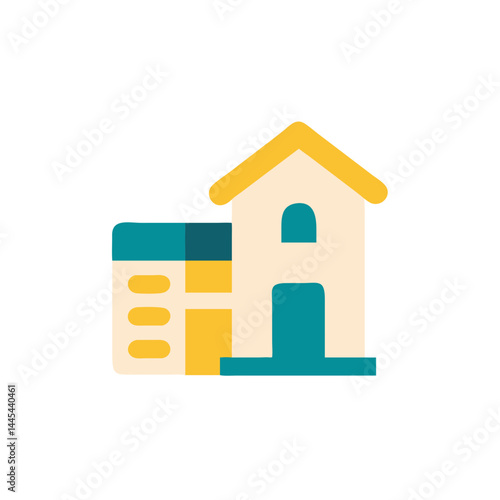 House icon in flat color style with yellow and green tones