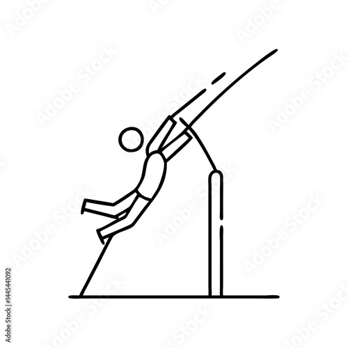 pole vault icon, pole vault line art - simple line art of pole vault, perfect for pole vault logos and icons