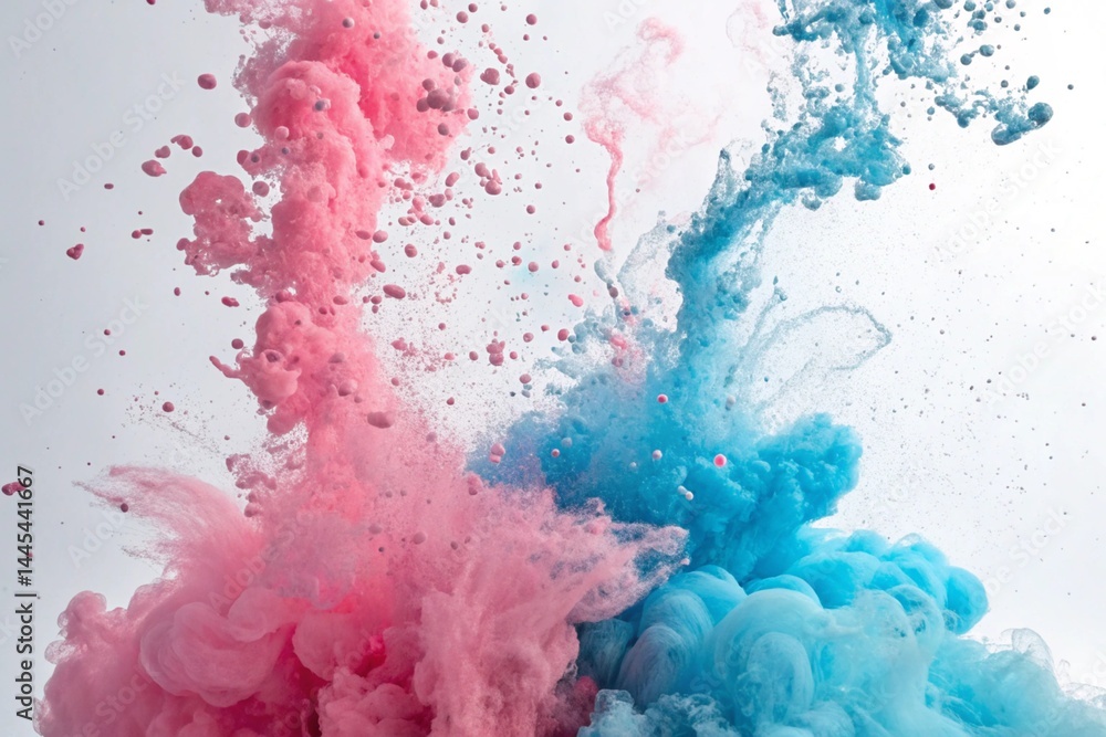 Pink and Blue Ink Explosion Abstract Color Cloud in Water